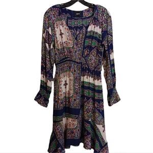 Maeve Anthropologie dress sz XS patchwork print granny floral long sleeves